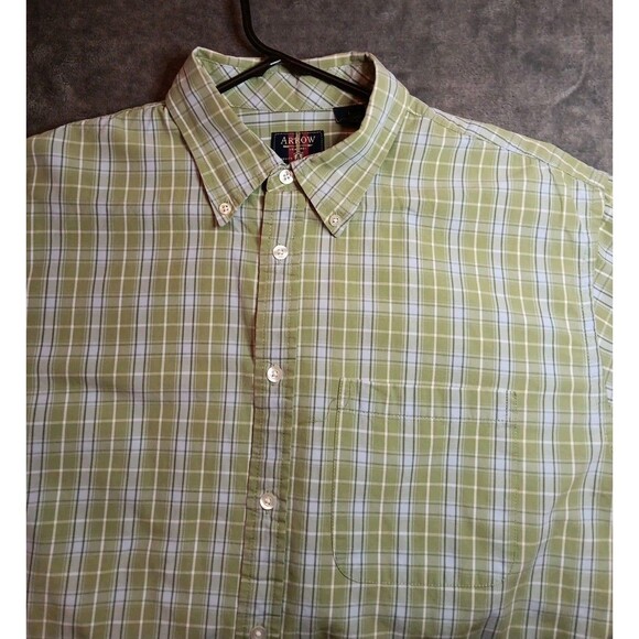 Mens Arrow Long Sleeve Button Down Shirt Large Check Pattern - Picture 5 of 6